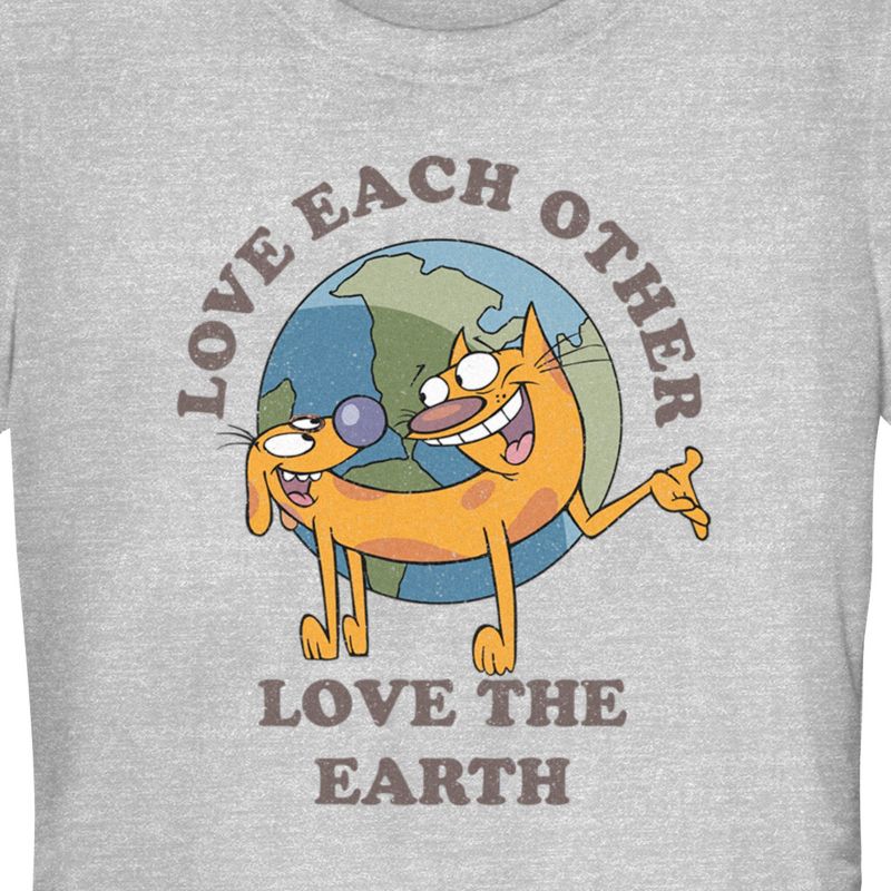 Juniors Womens Catdog Love the Earth T-Shirt, 2 of 5