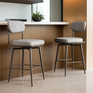 Leovsnove 360 ° Rotating Bar Chair Bar Stool bar stools set of 2 piece set with leather cushions and iron brackets - 1 of 4