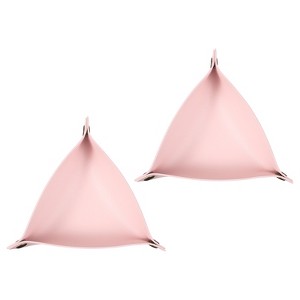 Unique Bargains PU Leather Anti-Slip Triangle Key Jewelry Valet Tray 6.7" x 6.7" 2 Pcs Pink - 1 of 4