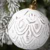 White Patterned Ornament White 4"H Glass Set of 3 - 2 of 2