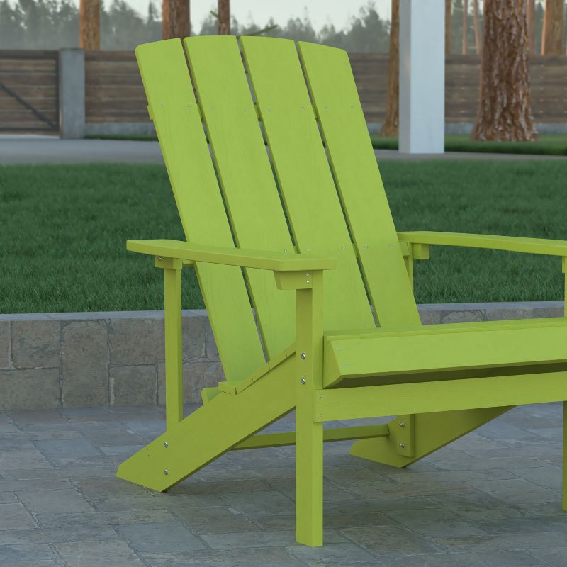 Emma and Oliver 2 Pack Outdoor All-Weather Poly Resin Wood Adirondack Chairs, 6 of 13