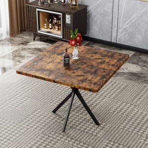 NicBex 38.6" Modern Square Dining Table,Kitchen Table with MDF Tabletop and  Iron Legs for 4-6 Seaters,Brown - 1 of 4