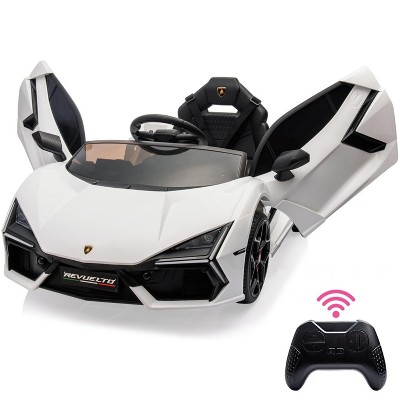 Licensed Lamborghini Revuelto Ride-On Car for Kids ¨C 12V Battery-Powered Electric Vehicle with Remote Control, Music, USB, and Headlights, White