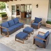 Buenhomino 5Pieces Patio Furniture Set, Outdoor Wicker Sofa Couch with Metal Armrest, Swivel Rocking Chairs, Ottomans - 2 of 4