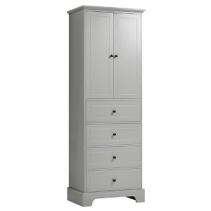 Okak Modern Bathroom Storage Cabinet with 2 Doors and 4 Drawers, 68Inch Tall Cabinet with Adjustable Shelf - 1 of 4