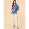 INSPIRE CHIC Women's Bow Tie Neck Elegant Long Sleeve Solid Work Office Blouse - 2 of 4