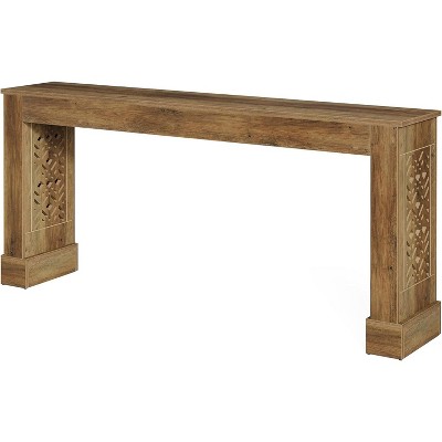 Tribesigns 63-Inch Farmhouse Console Table, Wood Sofa Table Behind Couch with Retro Hollow Pattern Legs for Living Room, Hallway, Foyer