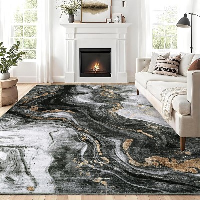Area Rug Modern Abstract Carpet, Machine Washable Low Pile, Non Slip Stain Resistant Rug for Living Room Bedroom Balcony Kids Room Decor