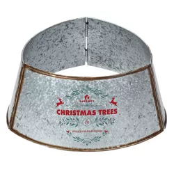 Christmas Metal Tree Collar w/ 30 Inch Diameter Base for Holiday Decor White\Silver