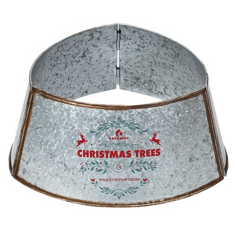 Christmas Metal Tree Collar w/ 30 Inch Diameter Base for Holiday Decor White\Silver - image 1 of 4