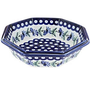 Blue Rose Polish Pottery 238 Zaklady Large Octagonal Bowl - 1 of 1