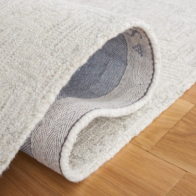 Light Grey and Ivory Hand-Tufted Wool Square Rug, 3' x 3'