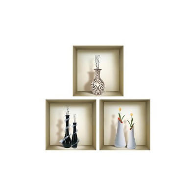 HomeRoots Set of Three Ira Faux Niche 3D Peel and Stick Wall Decals