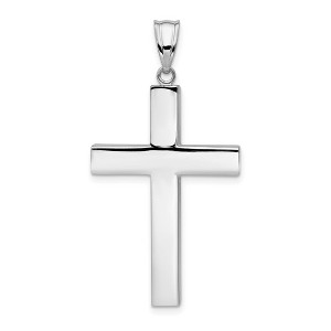 Black Bow Jewelry 14K White Gold Polished Hollow Latin Cross Pendant 22 x 42mm - 1 of 4