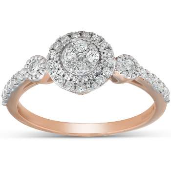 Pompeii3 1/2 Ct Diamond Round Halo Vintage Engagement Ring 10k Rose Gold