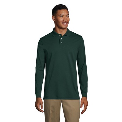 Lands' End School Uniform Men's Long Sleeve Interlock Polo Shirt