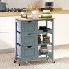 NicBex Mobile Kitchen Island Cart Morden Kitchen Carts on Wheels with Storage, 3 Storage Shelves and 3 Drawer for Kitchen, Gray - 4 of 4