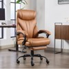 Ergonomic Office Chair, High-Back Genuine Leather Executive Chair, Height Adjustable, Folding Armrests, Swivel Computer Chair for Home Office - 3 of 4