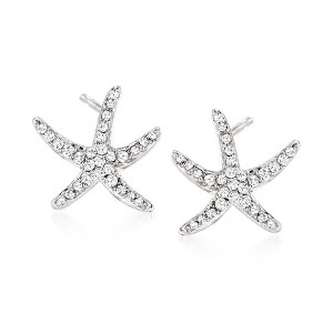 Ross-Simons 0.24 ct. t.w. Diamond Starfish Earrings in Sterling Silver - 1 of 3