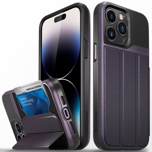 Vena vCommute For Apple iPhone 14 Pro Max Case Wallet, Case with Stand Leather Card Holder [Military Grade Drop Protection], Brown - 1 of 4