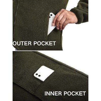 COOFANDY Men's Soft Polar Fleece Jacket Lightweight Full Zip Jackets Casual Outdoor Warm Jackets Coats with Pockets Army Green M — фото 2