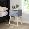 Dexmalle Bedside Table with 2 Drawers and Rubber Wood Legs - 2 of 4