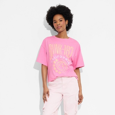 Women's Blink 182 Oversized Short Sleeve Graphic T-Shirt - Pink M