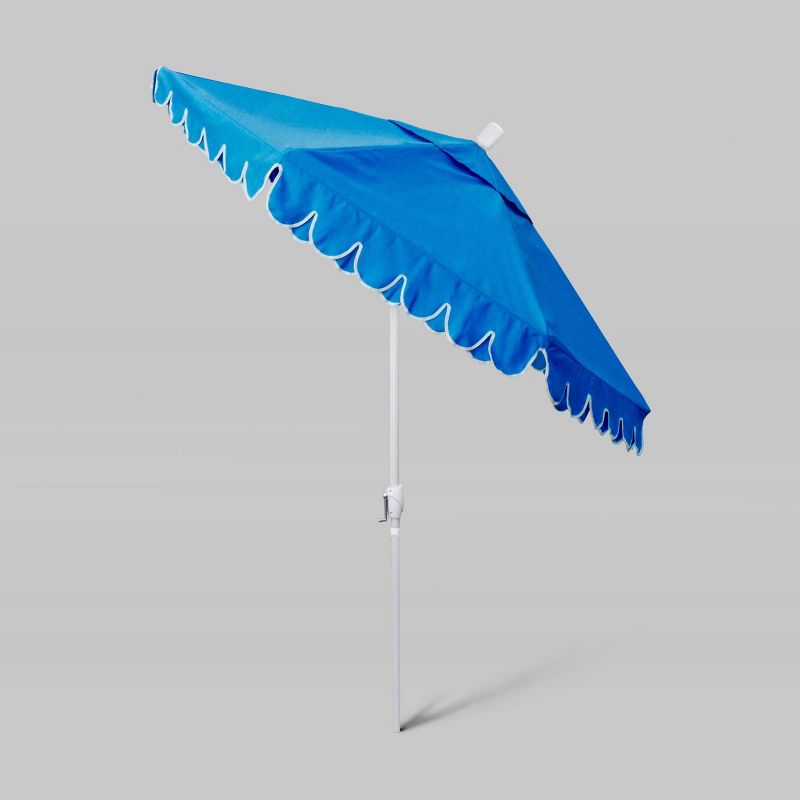 7.5' Sunbrella Scallop Base Market Patio Umbrella with Crank Lift - White Pole - California Umbrella, 3 of 5