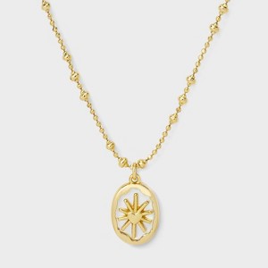 14K Gold Dipped Mother of Pearl Oval with Heart Pendant Necklace - Gold/Ivory - 1 of 4