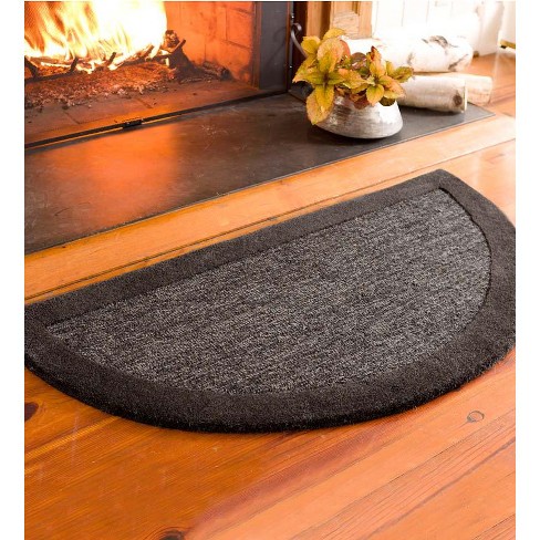 Madrid Banded Half Round Hearth Fireproof Rug Charcoal Plow