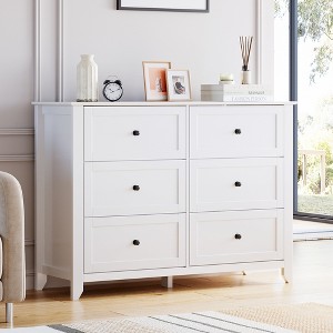 coucheta 6 Drawers Dresser for Bedroom, Farmhouse Tall Wood Dressers & Chest of Drawers for Clothes, Big Storage Dressers Organizer with Deep Drawers - 1 of 4