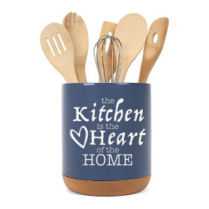 Elanze Designs Heart Of Home Navy Blue X-Large Cork Bottom Kitchen Utensil Holder - 1 of 2