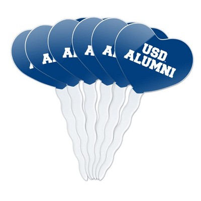 University of San Diego Alumni Heart Love Cupcake Picks Toppers Decoration Set of 6