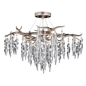 VAXCEL Rainier 24-in W Crystal Silver Waterfall Semi Flush Mount Ceiling Light - 1 of 4