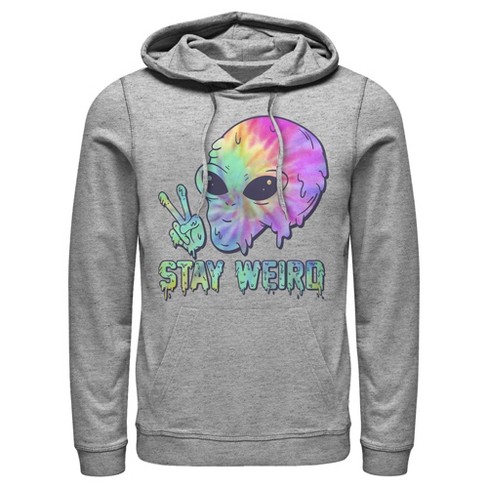 Men s Lost Gods Stay Weird Tie dye Alien Pull Over Hoodie Target