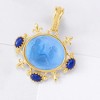 Ross-Simons Italian Tagliamonte Blue Venetian Glass Intaglio and Lapis Pendant in 18kt Gold Over Sterling Size 1.63 - 3 of 4