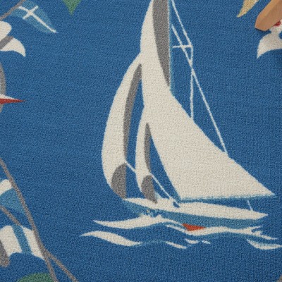 Nautical Blue Rectangular Synthetic Indoor/Outdoor Area Rug