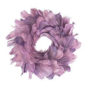 Northlight Layered Feather Christmas Wreath - 10" - Purple - Unlit - 1 of 3