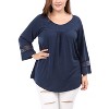 Agnes Orinda Women's Plus Size Plain Cut-Out Gathered Patchwork Long Sleeve T-Shirt - 4 of 4