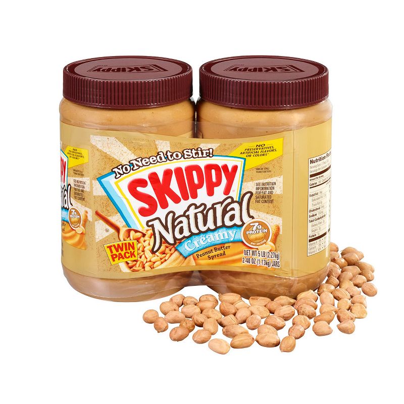 Skippy Twin Pack Natural Creamy Peanut Butter - 40oz, 5 of 16