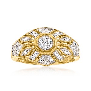 Ross-Simons 0.25 ct. t.w. Diamond Floral Milgrain Vintage-Inspired Ring in 18kt Gold Over Sterling - 1 of 4