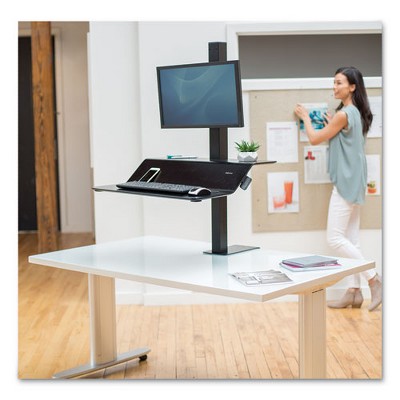 Elevate Black Ash Wood Veneer Dual-Surface Standing Desk Converter
