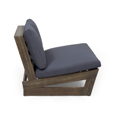 Gray Acacia Wood Outdoor Loveseat with Dark Gray Cushions