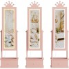 Kids Full-Length Mirror Jewelry Cabinet & Vanity w/ Storage Drawers & Organizer, Freestanding 46in Armoire for Birthday/Christmas Gifts - 3 of 4