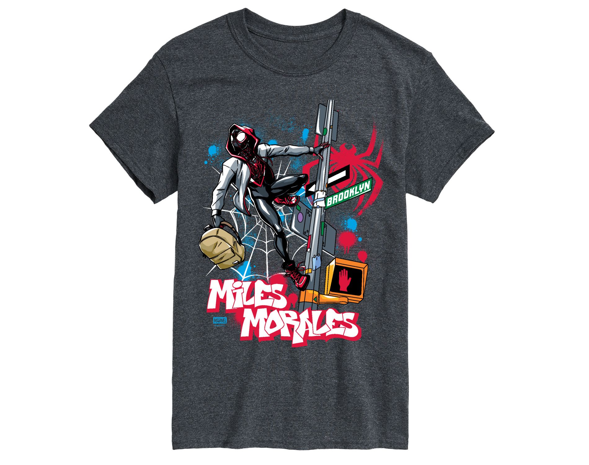 Men's Marvel Spider-Man Miles Morales Street Short Sleeve Graphic T-Shirt - Heather Charcoal - 2X Big and Tall
