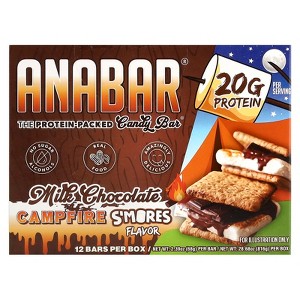The Anabar The Protein-Packed Candy Bar®, Milk Chocolate Campfire S'Mores, 12 Bars, 2.39 oz (68 g) Each - 1 of 4