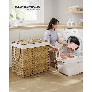42.3 Gallon Foldable Laundry Hamper with Lid, Synthetic Rattan Storage Basket with Removable Liner & Handles, 160L Capacity, Natural - 1 of 4