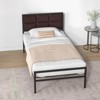 A+ Faux Leather Platform Bed Frame with Upholstered Square Stitched Headboard - 3 of 4