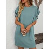 Womens Mini Dress Crew Neck Ruched Sleeve Striped Tee Shirt Dress Summer Fashion Casual Tshirt Dress - 3 of 4
