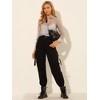 INSPIRE CHIC Women's Button Front Drawstring Hem Point Collar Mesh Sheer Long Sleeve Shirt - 3 of 4